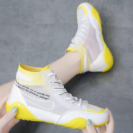 Women's Trendy Shoes Summer Breathable High-top Shoes Gauze Canvas Jelly Shoes
