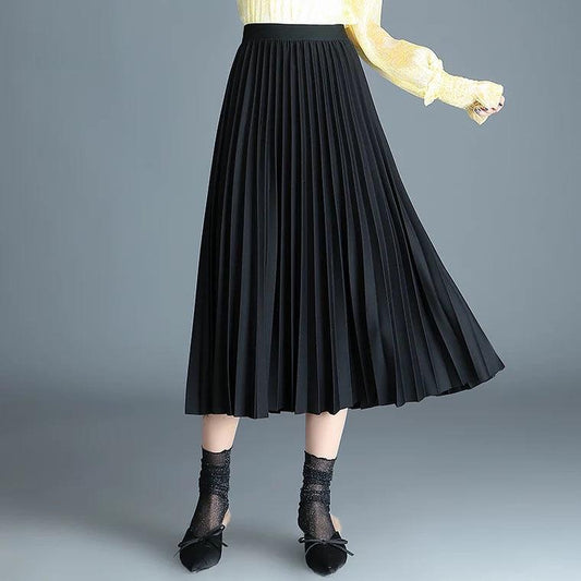 2020 Two Layer Spring Summer Women Skirt Long Pleated Skirts Womens Saias Vintage Women Midi Skirt