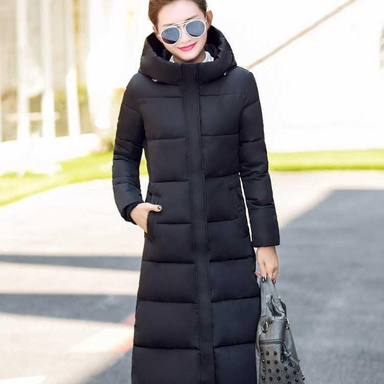 Winter Fashion Trend Slim Slimming Korean Style Cotton-padded Jacket Women Knee-length Mid-length Thick Warm Down
