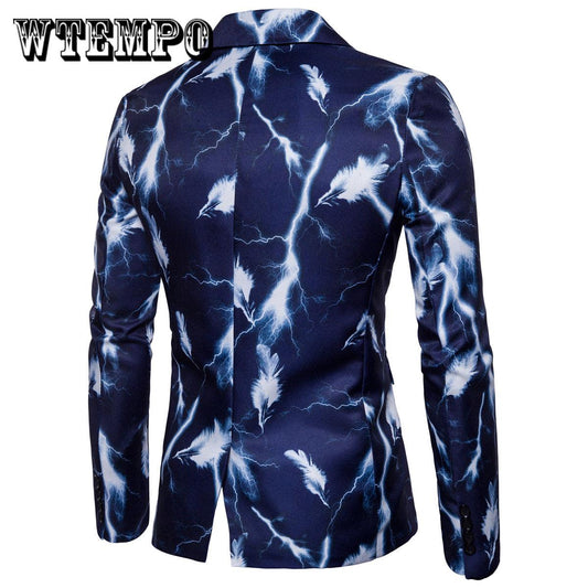 Fashion Jacquard Print Slim Jacket Men's Casual Business Party Wedding Blazer