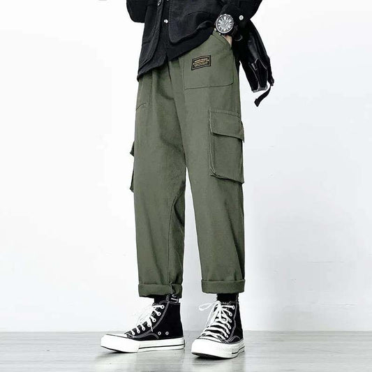 Autumn Men's Multi-pocket Straight Loose Casual Pants Sports Nine Casual Pants Male Trend