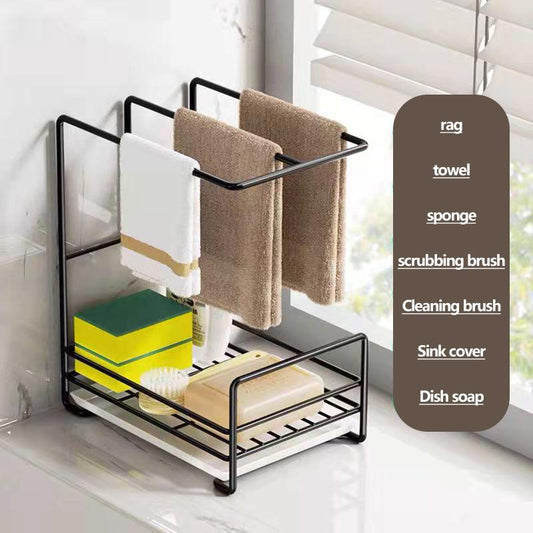 Kitchen Removable Rag Rack Sponge Holder Sink Organizer Multipurpose Shelf Countertop Wall Hanging Drain Rack Dish Cloth Storage Rack Sink Sink Shelf