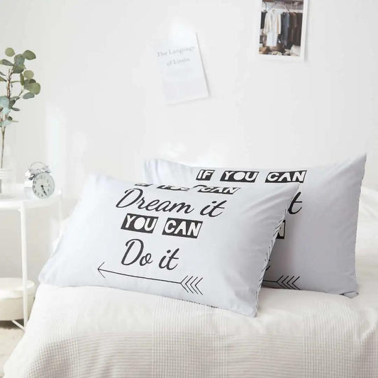 Two-piece Cotton Pillowcase Letter Printing Thickened Brushed Pillowcase Bedding