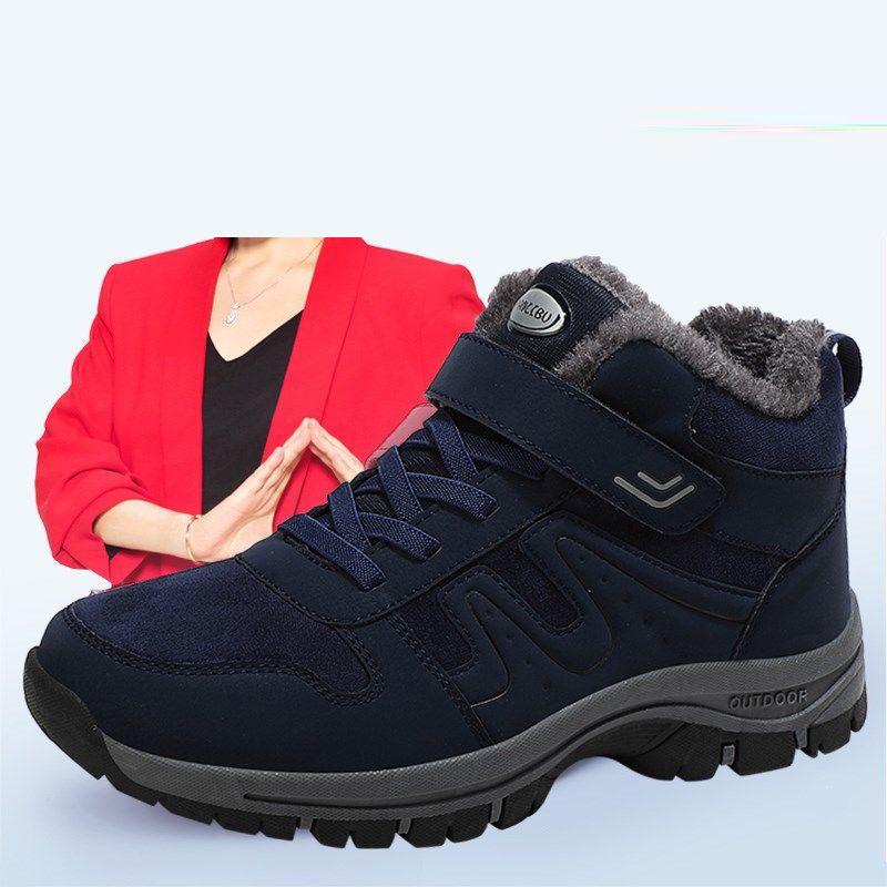 Walking Shoes Winter Cotton Shoes Plus Velvet Warm Leather Surface Waterproof and Ski-proof High-top Snow Boots Male