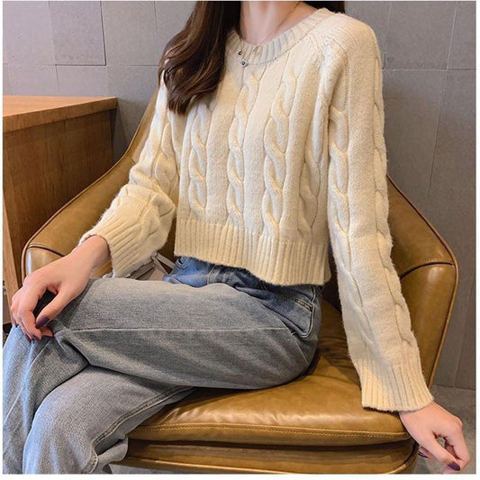 Fashion Warm Women's Sweater Autumn Winter Twist Student All-match Blouse Pullover Sweater