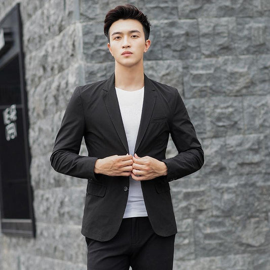 Small Suit Jacket Men's Thin Casual Suit Single-piece Solid Color Self-cultivation Business Trend Fashion All-match Blouse