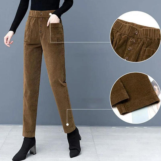 Corduroy Harem Pants for Girls Autumn and Winter Straight All-match Women's Trousers Casual Radish High Waist Slim Trousers