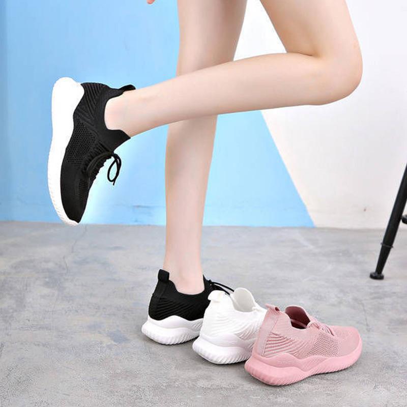 Ladies Flying Woven Sports Shoes Spring and Autumn Mesh Breathable Casual Shoes Non-slip Lightweight Running Shoe