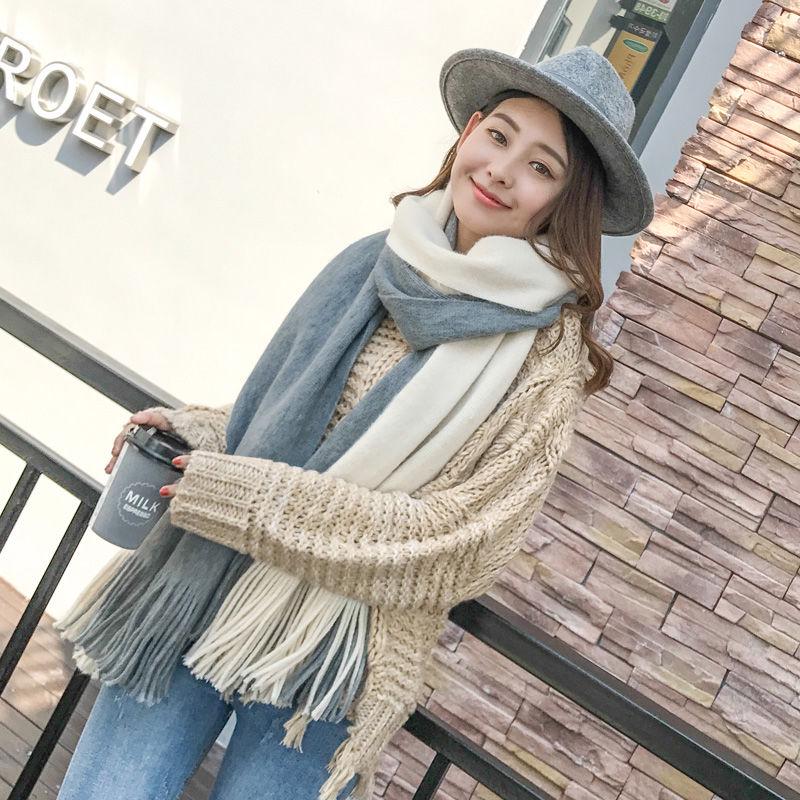 Scarves Scarf Women's Knnitted Scarf Men's Winter Cashmere Couple Thick Wool Scarf Lovers Gift