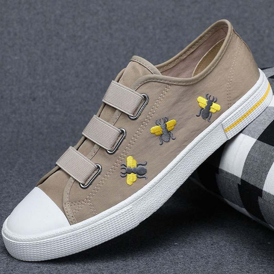 Plus Size 38-44 Summer Men Canvas Sneakers Comfortable Deodorant Running Basketball Shoes Breathable Shockproof Non-slip Bee Shoes