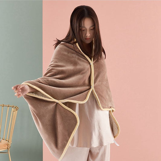 Coral Fleece Soft Blanket Double-sided Plus Fleece Quilt Single Office Nap Thick Shawl Cover Blanket Dual-use Lunch Break Blanket Winter Cloak