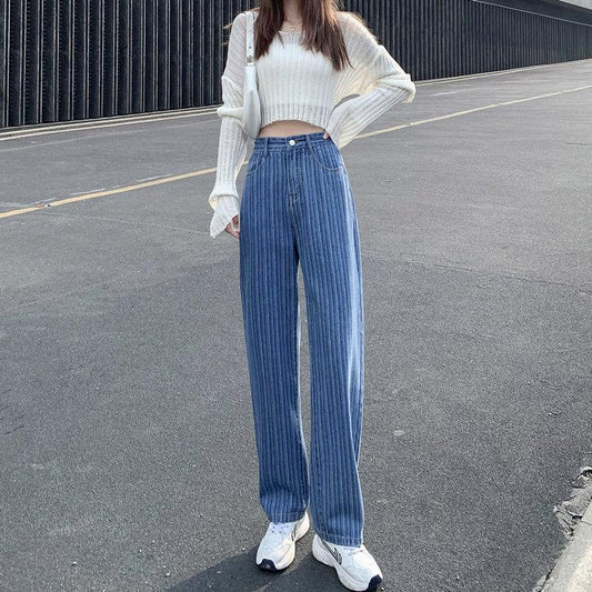 High-waisted Wide-leg Jeans Women's Thin Spring and Autumn Women's Clothing 2022 New Loose Vertical Straight-leg Mopping Pants