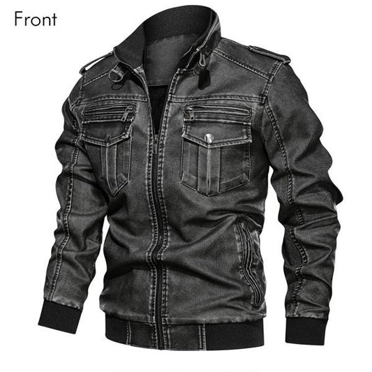 Men's Leather Jacket PU Leather Coats Casual Motorcycle Baseball Jacket Flight Jackets
