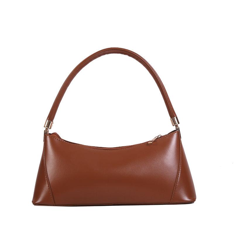 Lady Simple Glossy Elegant baguette Bag PU Leather Armpit Bag for Women Shoulder Handbags