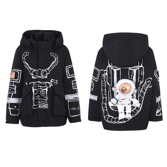 Bear Down Jacket Women's Lovers Wear Men's Space Astronaut Jacket Short