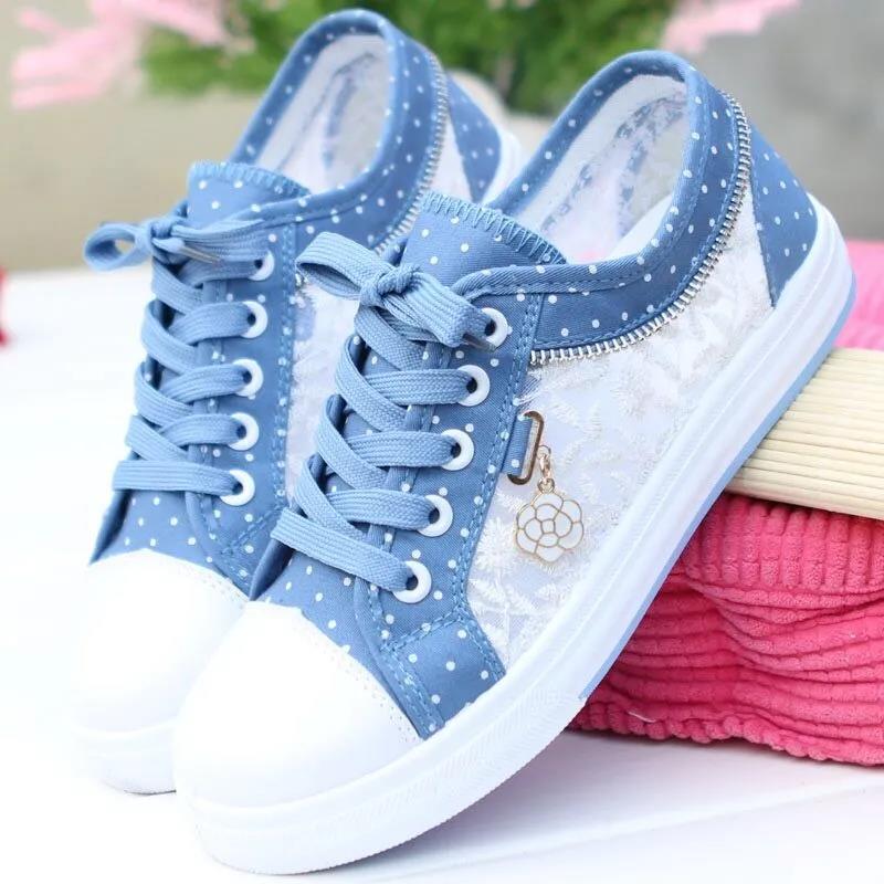 Summer White Casual Female Student Breathable Mesh Sneakers Mesh Hollow White Shoes