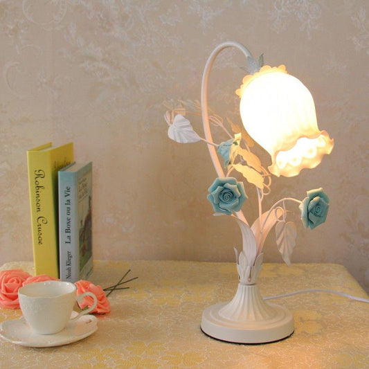Garden Flowers European Bedroom Wedding Room Bedside Lamp Long Lamp Wedding Table Lamp
