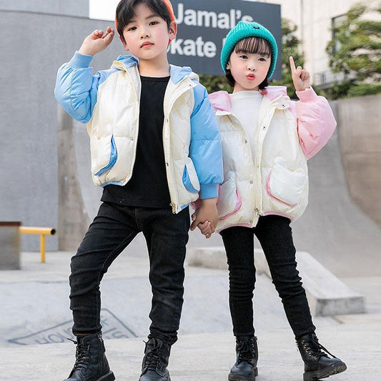Winter Children's Down Jacket White Duck Down Wash-free Thickened Small Ears Boys and Girls Middle and Small Children Baby Warm Jacket