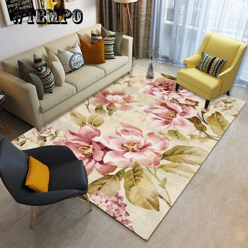 Geometric Flower Carpets for Living Room Anti-Slip Soft Bedroom Floor Mats Doormat Large Size