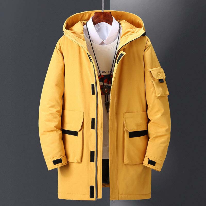 Winter Men's Down Jacket Mid-length Warm and Thick Hooded Jacket