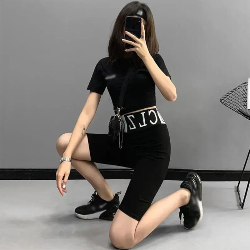 Summer Ice Silk High-waisted Elastic Abdominal Leggings Women's Thin Outerwear Safety Sports Five-point Shorts Cycling Pants