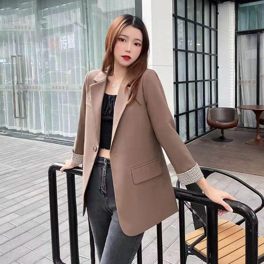 Women's Spring Suit Jacket Korean Version Temperament Loose British Style Suit Top Ins Ladies Blazer Jacket Outwear Black Suit Jacket