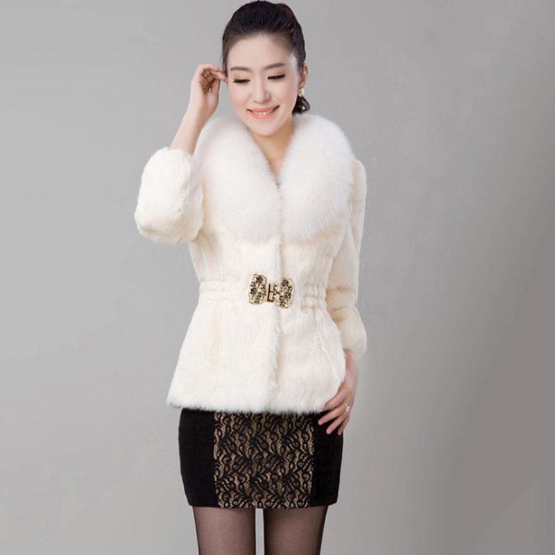 Fur Autumn and Winter Imitation Rabbit Fur Coat Women's Short Fox Fur Collar Slim Slimming Warm Coat