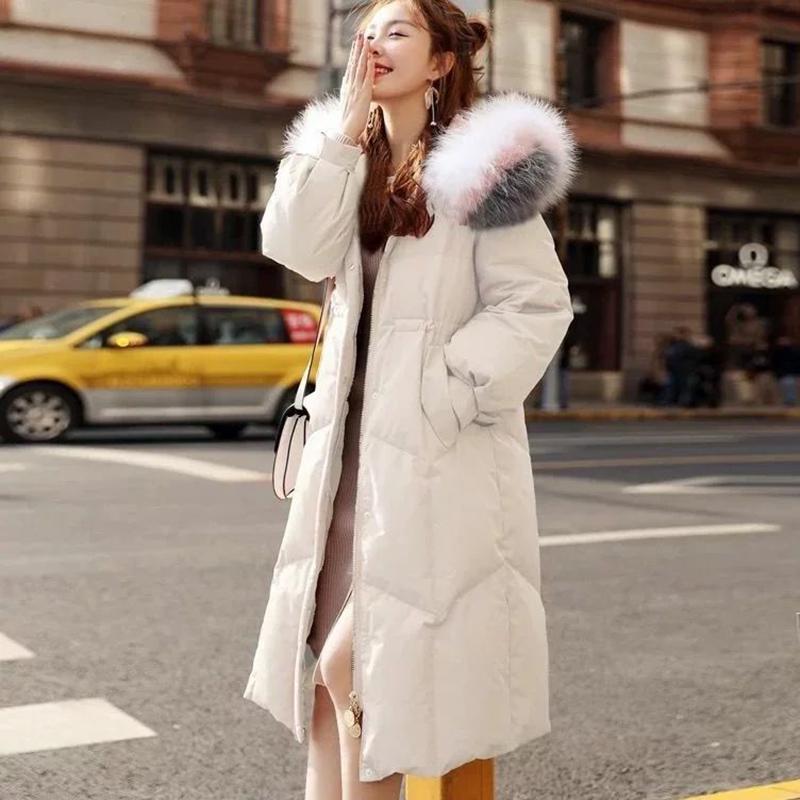 Woman's Cotton Clothing Long Sleeve Warm Jacket Fashion Large Size Down Jacket Winter Big Fur Collar
