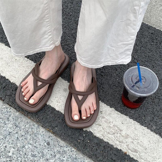 Flip-flops Female Summer Fairy Style Casual Fashion Korean Retro Flip-flops Vacation Beach Sandals and Slippers