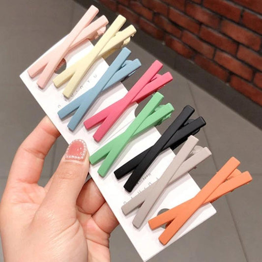 Candy-colored Frosted Hairpin Simple and Cute Cross-side Clip Girl Word Clip Bangs Clip Children's Hairpin Hair Accessories