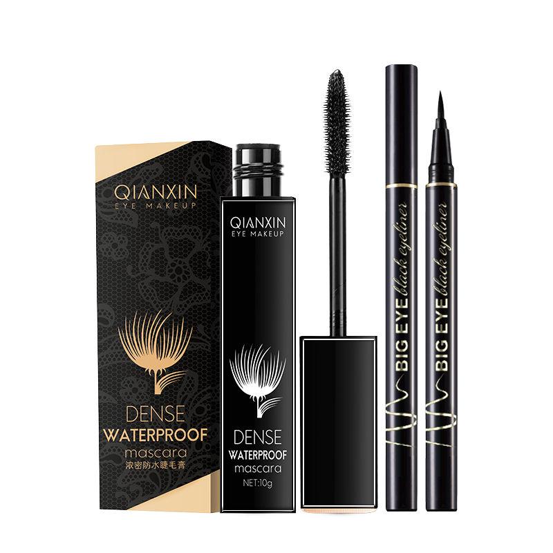 Super long mascara waterproof elastic non-smoothing eyeliner set lasting genuine anti-sweat curl