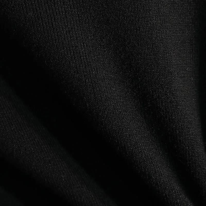 Black Round Neck Dress for Fall/winter 2021 Contrast Color Waist Knit A-line Dress Knitted Base Dress
