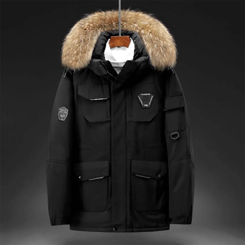 Men's Thermal Down Jacket Thick Puffer Jacket Men Coat High Quality Overcoat Winter Parka Men 90% White Duck Down Removable Cap