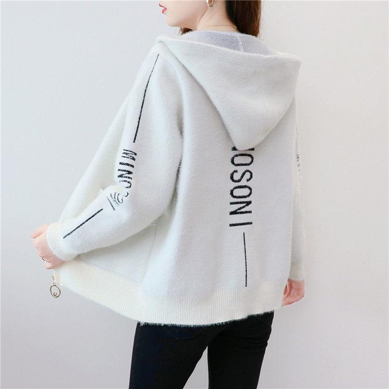 Ink Fleece Jacket Women Autumn and Winter Clothes Zipper Sweater Women Knitted Cardigan Women Loose Top