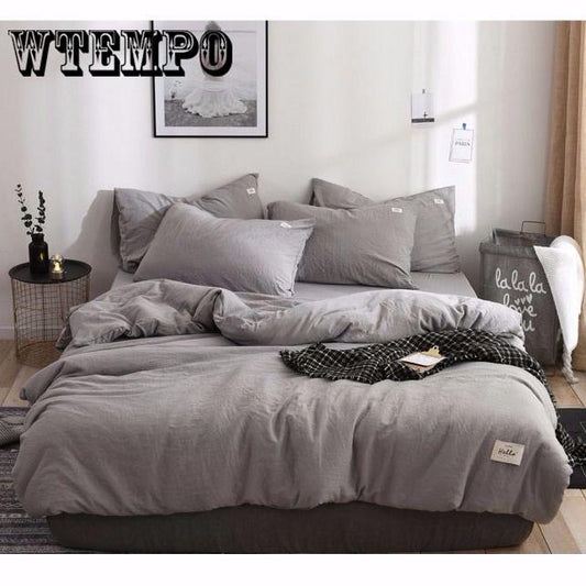 Bedding Set Classic Pure Color Bed Linen Comfortable Cotton Duvet Cover&pillowcase