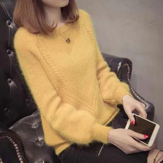 Autumn/winter Sweater Women's Pullover Short Loose and Thin Korean Fashion All-match Long-sleeved Knitted Bottoming Shirt