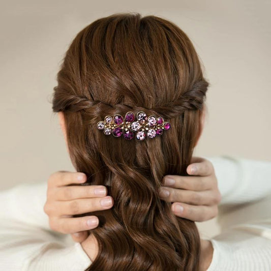 Decorative Hairpin Female Elegant Word Clip Medium Horizontal Clip Temperament Flower Hairpin Ball Hair Clip Shiny Hair Clip