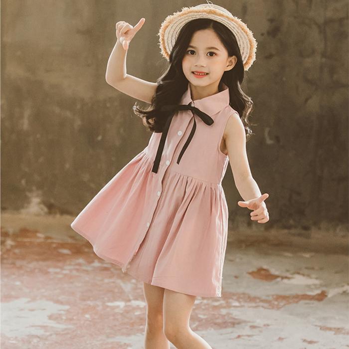 Children's Dress Girls Summer Dress Children's Embroidery Princess Skirt Baby Thin Solid A-line Sleeveless Skirt