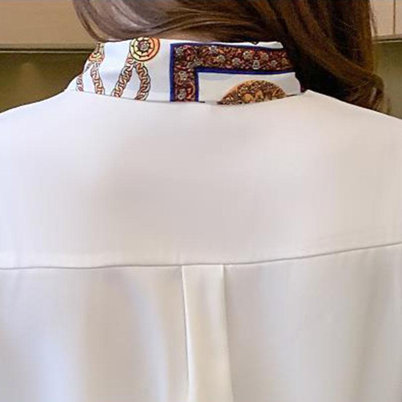 Women's Spring and Autumn Chiffon Shirt Loose V-neck Long-sleeved Top