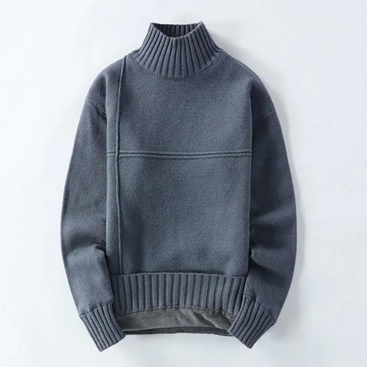 Autumn and Winter Men's Sweatshirts Round Neck Warm Knit Sweater Half High Neck Sweater Youth Sweater Men