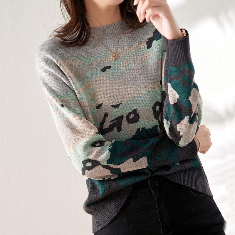 Sweater Women's Contrast Knitwear Pullover Lady Style Korean Loose Top Trending Sweater Autumn and Winter Fluffy Top