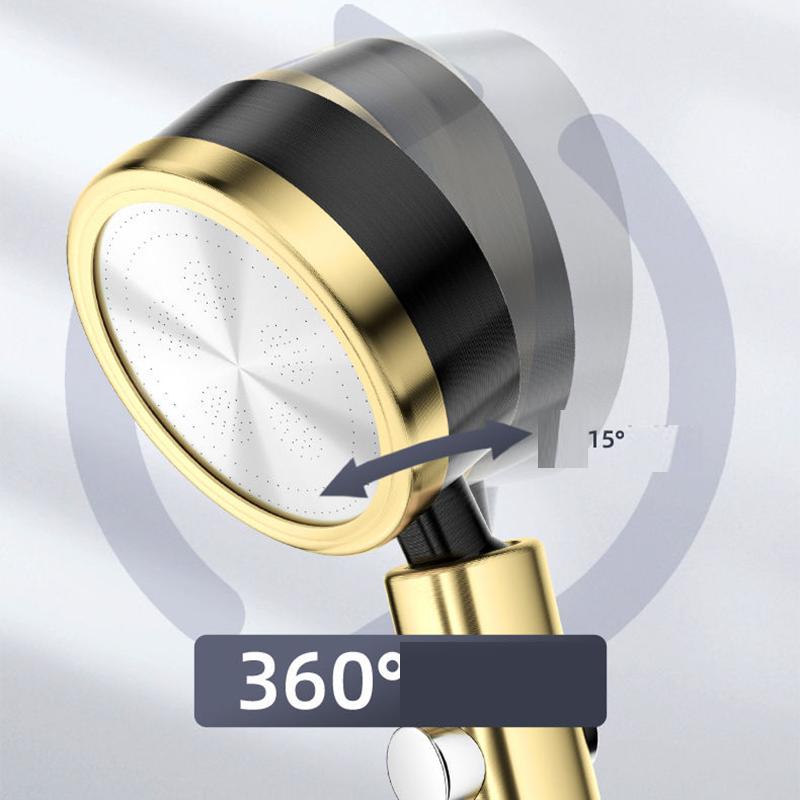 One-button Water Stop Japanese-style Space Aluminum Pressurized Shower Head Universal Shaking Head Handheld Shower Head