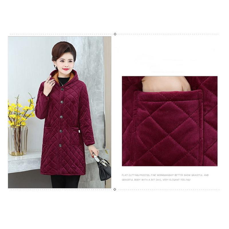 Middle-aged and Elderly Cotton-padded Clothes Women's Mid-length Mothers Wear Cotton-padded Jackets for The Elderly