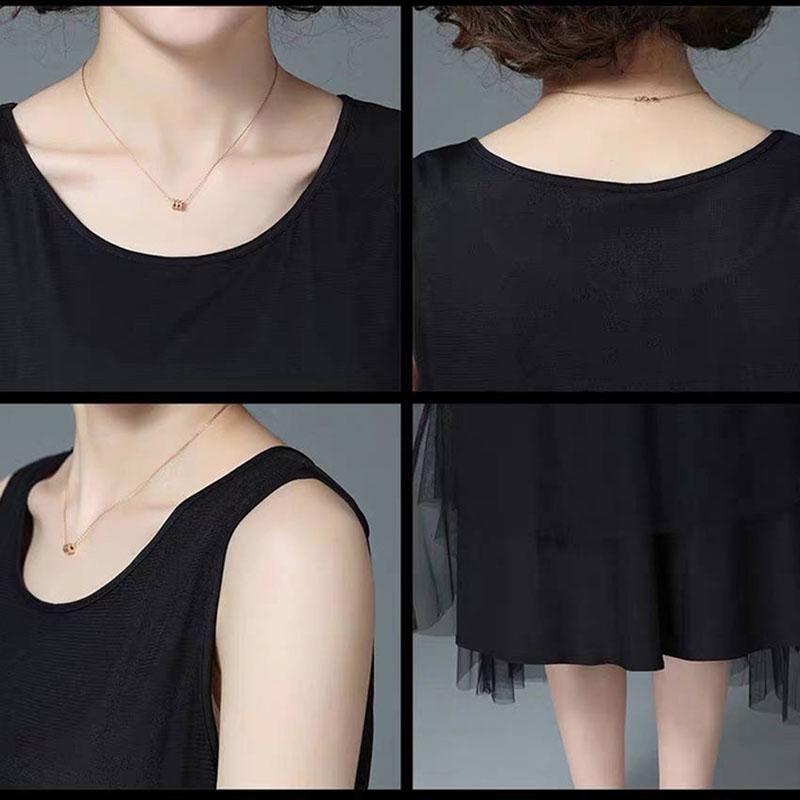 Women Summer Camisole Dress Chiffon Strap Dress Loose V-neck Mesh Legging Sundress