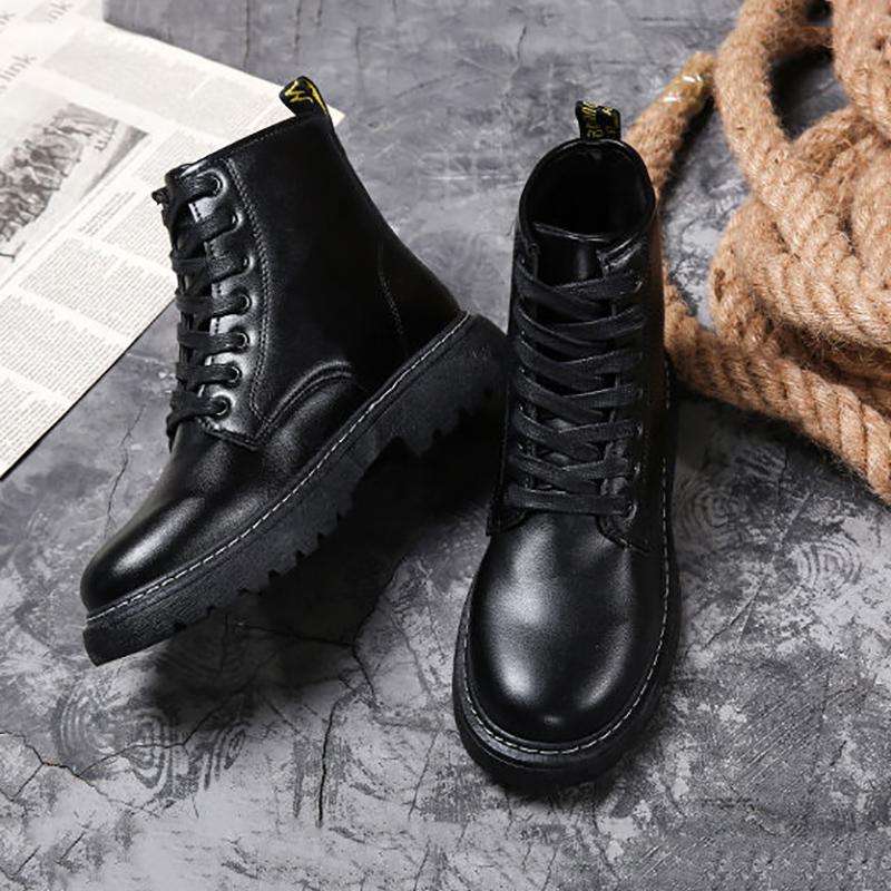 British Style Fashion Martin Boots Men's High-top Shoes Korean Leather Boots All-match High School Boots