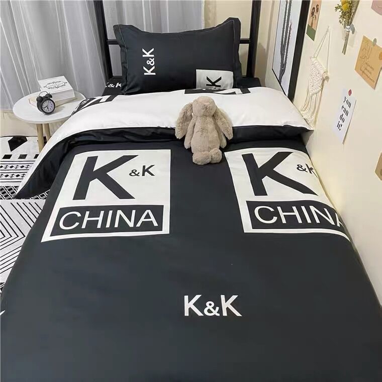 Scandinavian Style Three-piece Bed Linen Simple Bed Sheet Quilt Cover Student Dormitory Single Quilt Cover Three-piece Bedding