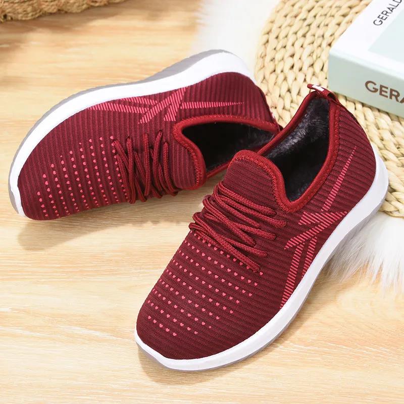 Winter Cotton Shoes Women Plus Velvet Thick Non-slip Rubber Sole Leisure Soft Sole Pedal Cotton Boots