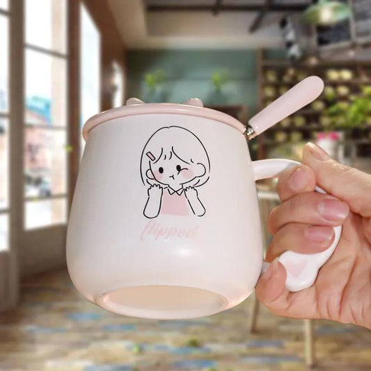Cartoon Cute Baby Cup Ins High-value Cute Boy and Girl Couple Cup Large-capacity Water Cup Home Ins Wind Mug