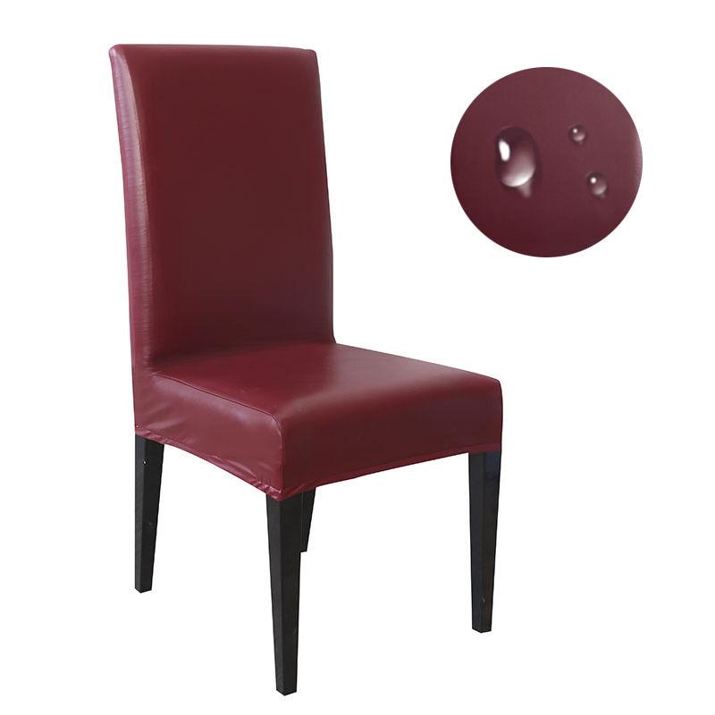 2/4/6Pcs Waterproof Chair Cover PU Leather Fabric Chair Covers Big Elastic Seat Chair Covers Stretch Seat Case For Home Banquet