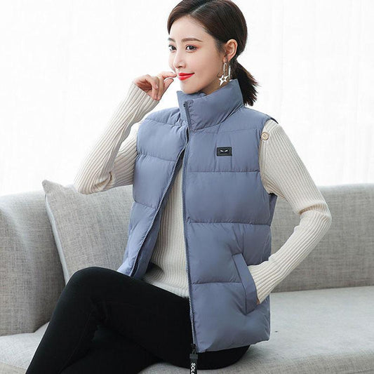 Cotton Vest Autumn and Winter Women's Short Jacket Korean Fashion Slim Fit All-match Women's Cotton Vest Jacket Outer Wear Small Vest
